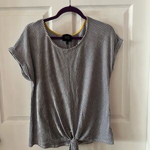 Blue and White Striped Top w/ Front Tie